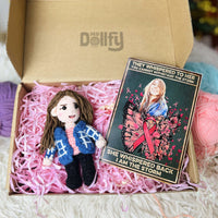 Personalized Crochet Doll with Photo Card "Breast Cancer They Whispered To Her You Cannot Withstand The Storm"