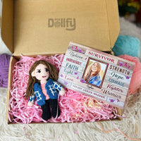 Personalized Crochet Doll with Photo Card "Custom Breast Cancer Fight Strength Faith"
