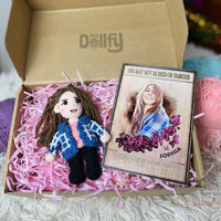 Personalized Crochet Doll with Photo Card "She May Not Be Rich Or Famous"