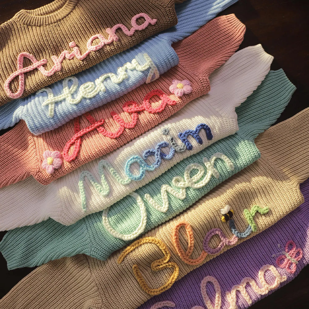 Personalize Hand Embroidered Baby and Toddler Sweaters