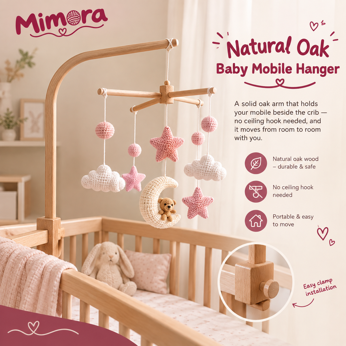 Natural Oak Baby Mobile Hanger