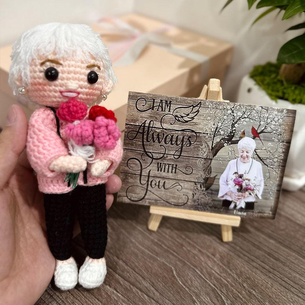 Personalized Crochet Doll with Photo Card "I Am Always With You"