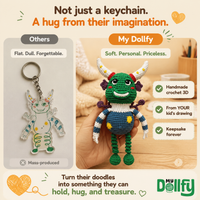 Dollfy for Back To School, Keychain from Drawing