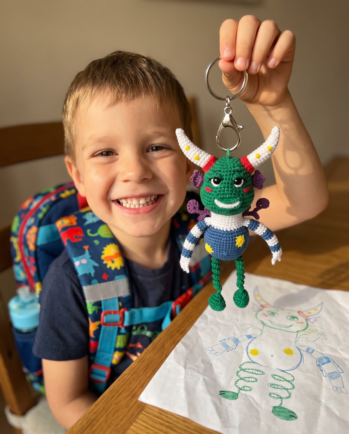 Dollfy for Back To School, Keychain from Drawing