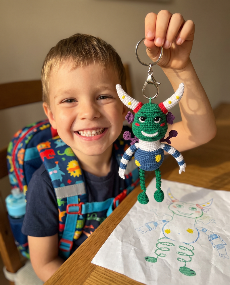 Dollfy for Back To School, Keychain from Drawing