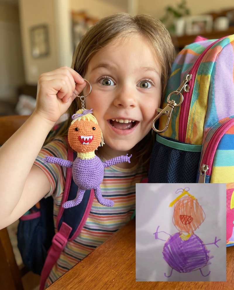 Dollfy for Back To School, Keychain from Drawing
