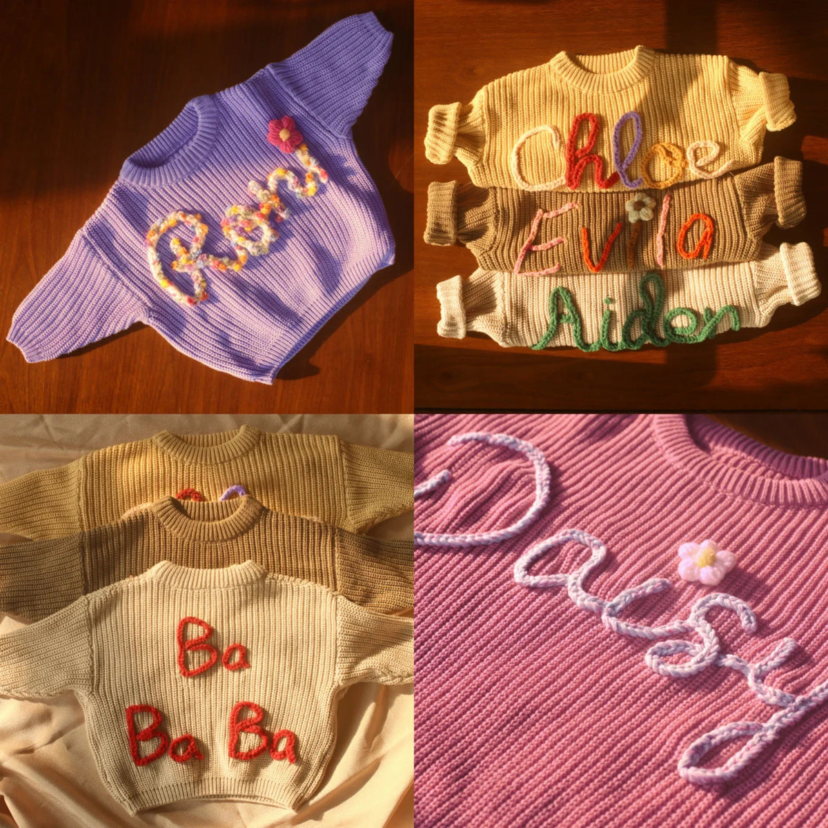 Personalize Hand Embroidered Baby and Toddler Sweaters