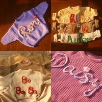 Personalize Hand Embroidered Baby and Toddler Sweaters