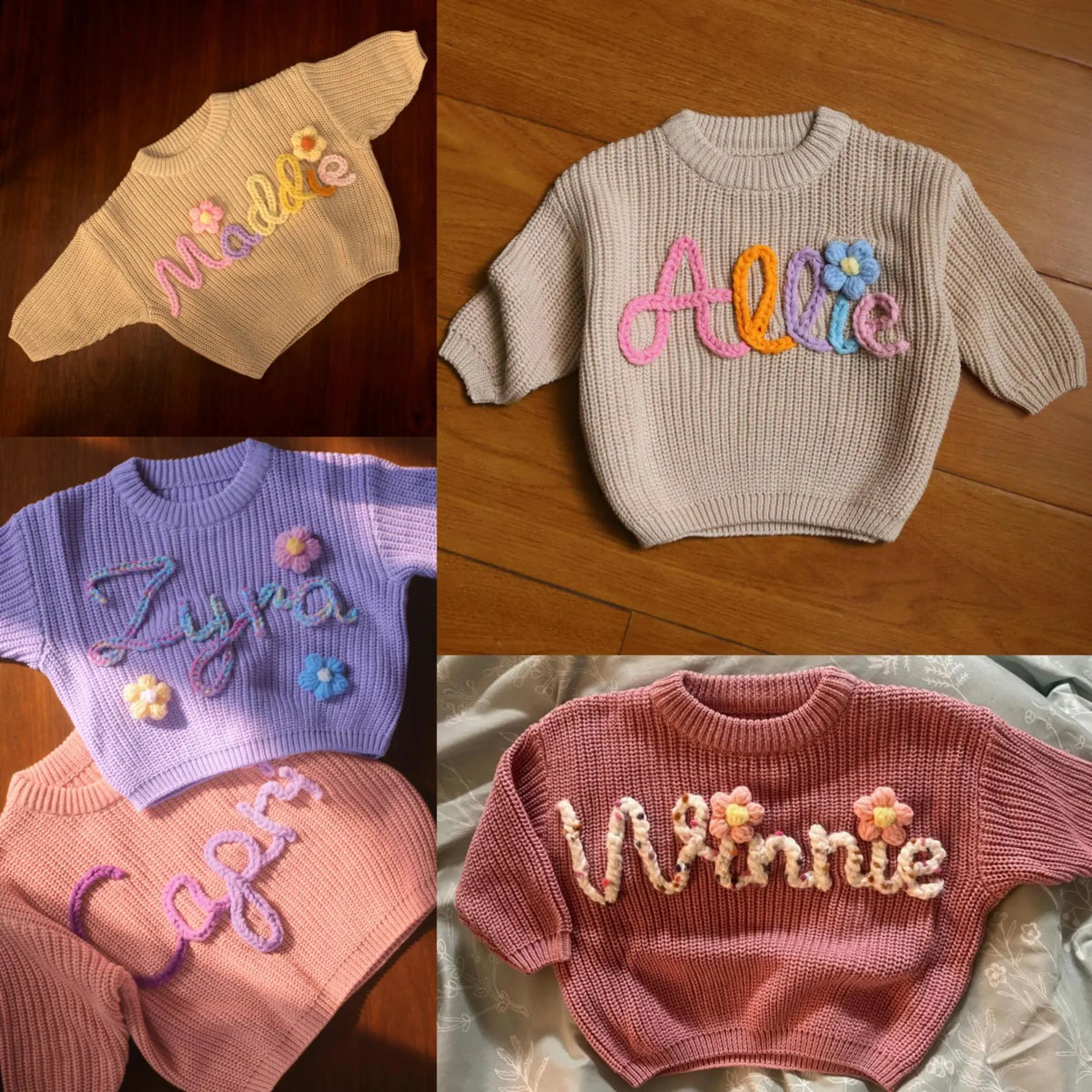 Personalize Hand Embroidered Baby and Toddler Sweaters