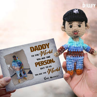 Personalized Crochet Doll with Photo Card "Daddy The World"