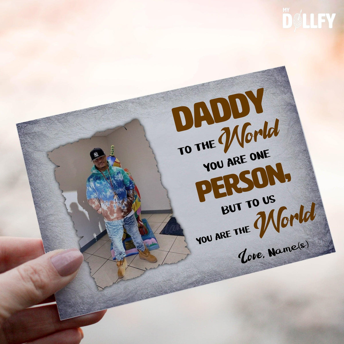 Personalized Crochet Doll with Photo Card "Daddy The World"