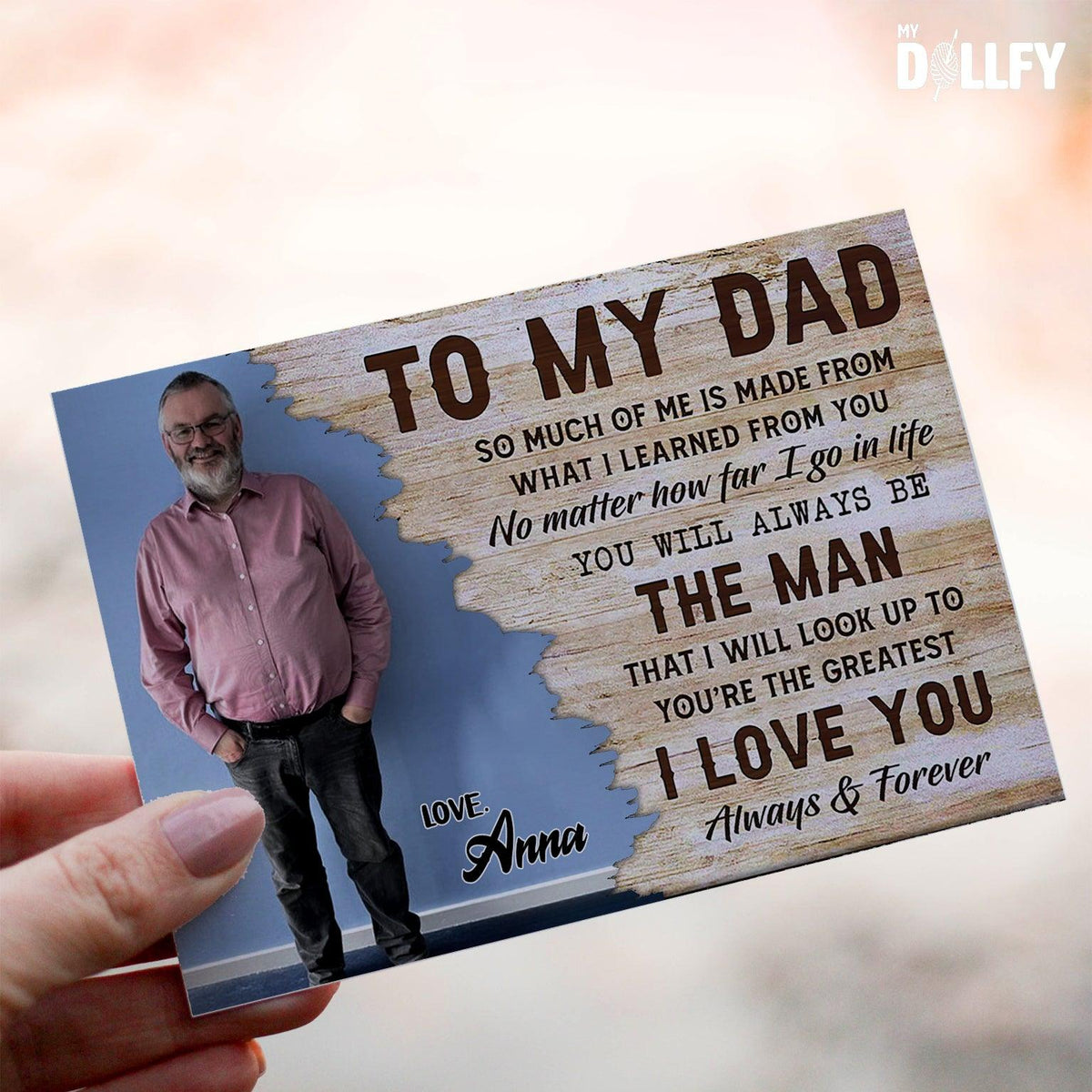 Personalized Crochet Doll with Photo Card "To My Dad Style 3"