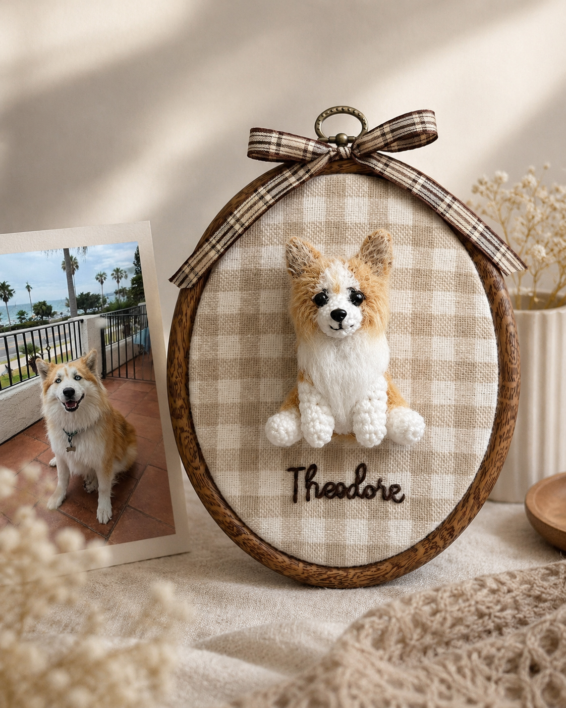 Nursery Hoop | Custom 3D Crochet Pet & Baby Portrait Wall Art