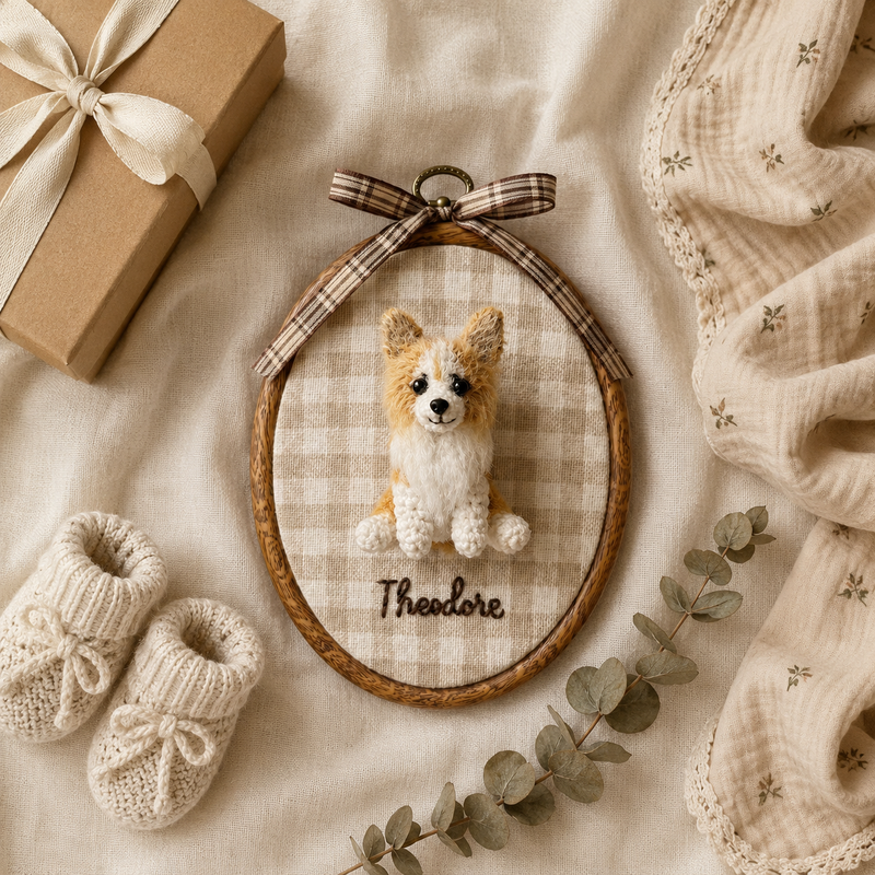 Nursery Hoop | Custom 3D Crochet Pet & Baby Portrait Wall Art