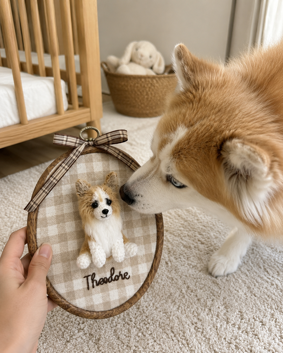 Nursery Hoop | Custom 3D Crochet Pet & Baby Portrait Wall Art