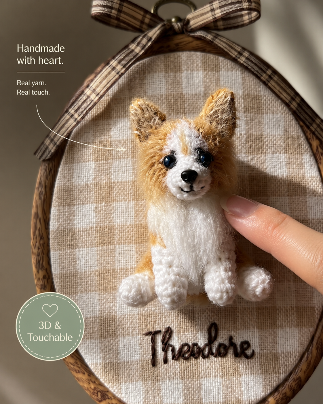 Nursery Hoop | Custom 3D Crochet Pet & Baby Portrait Wall Art